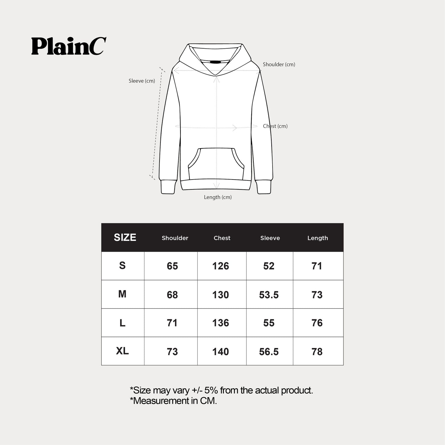 310gsm French Terry Oversized Hoodie - PlainC HD0